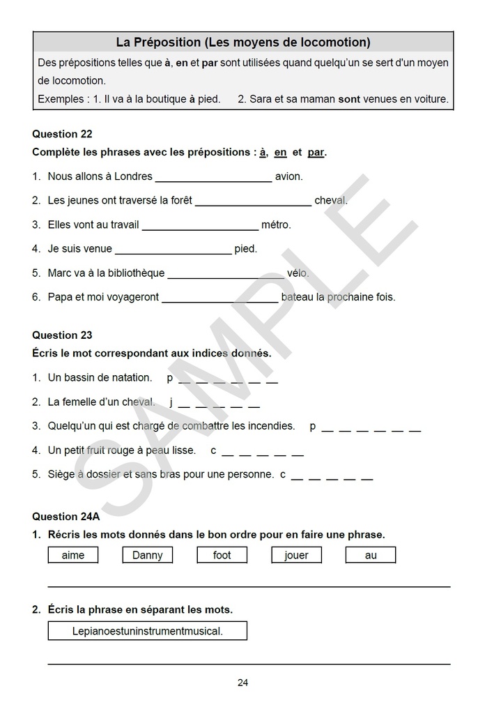 Intensive Practice Grade 6 French Workbook