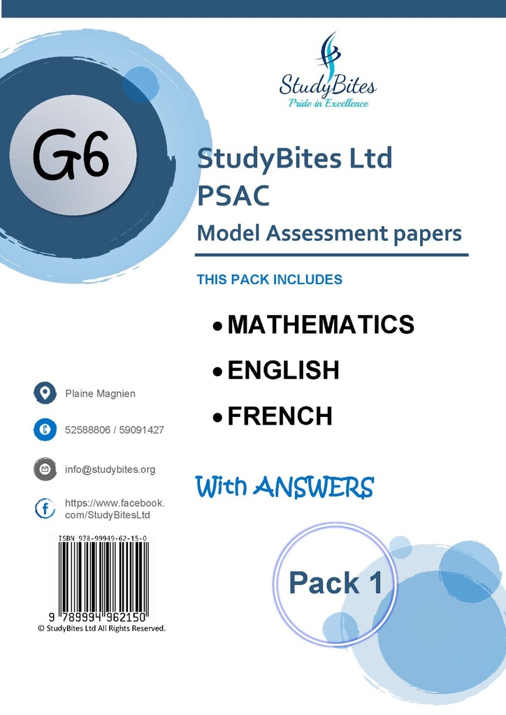 Grade 6 Model Assessment Math/Eng/Fr Papers Pack 1