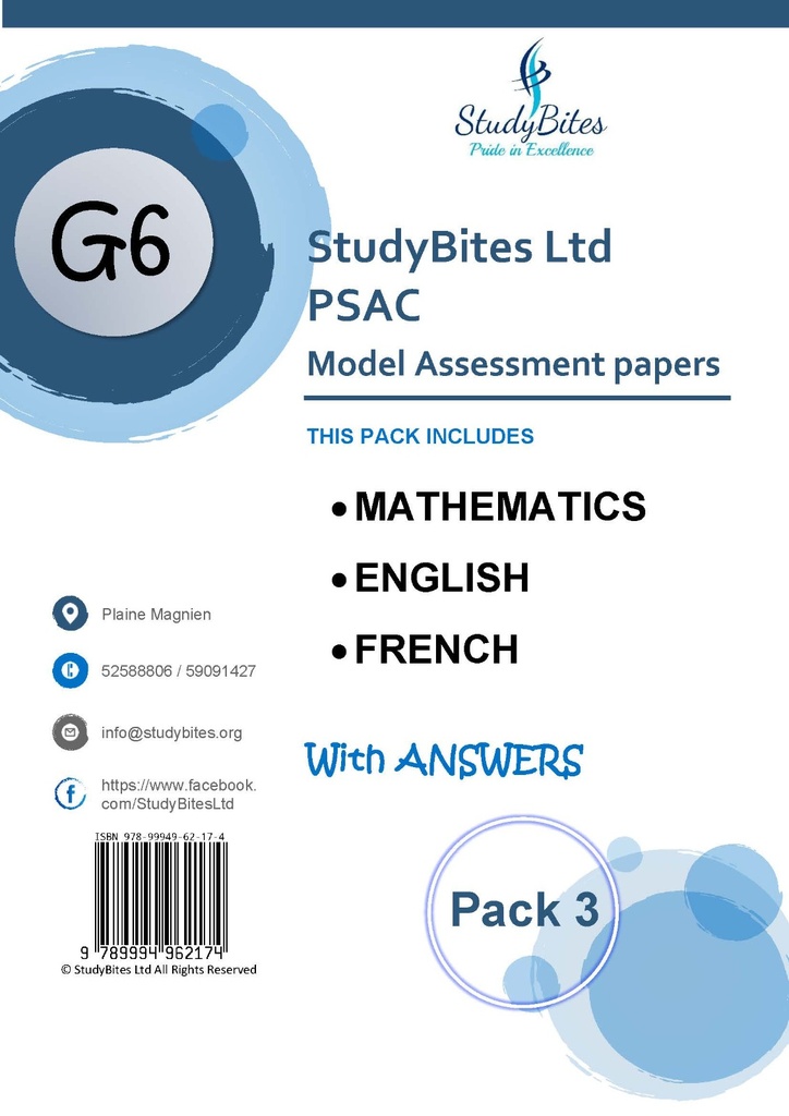 Grade 6 Model Assessment Math/Eng/Fr Papers Pack 3