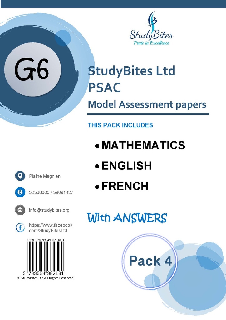 Grade 6 Model Assessment Math/Eng/Fr Papers Pack 4