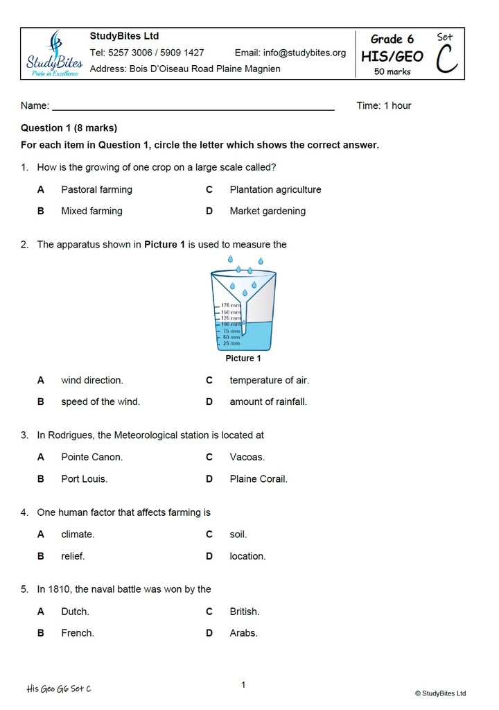 Grade 6 Mock Papers Set C (5 in 1)