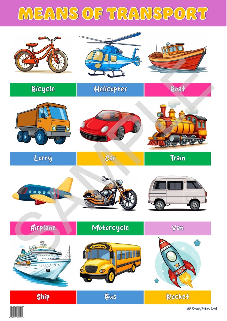 Educational Charts 68 x 48 cm - Means of Transport
