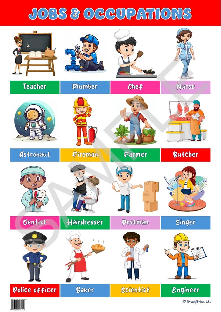 Educational Charts 68 x 48 cm - Jobs and Occupation