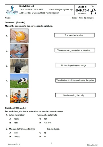 Grade 6 Mock Papers Set A (5 in 1)