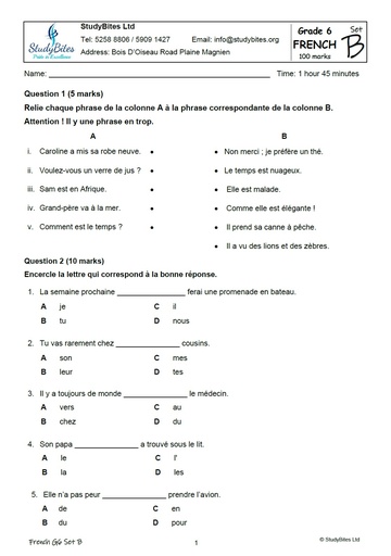 Grade 6 Mock Papers Set B (5 in 1)