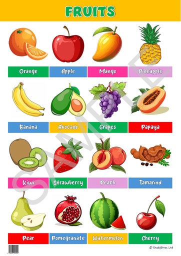 Educational Charts 68 x 48 cm - Fruits